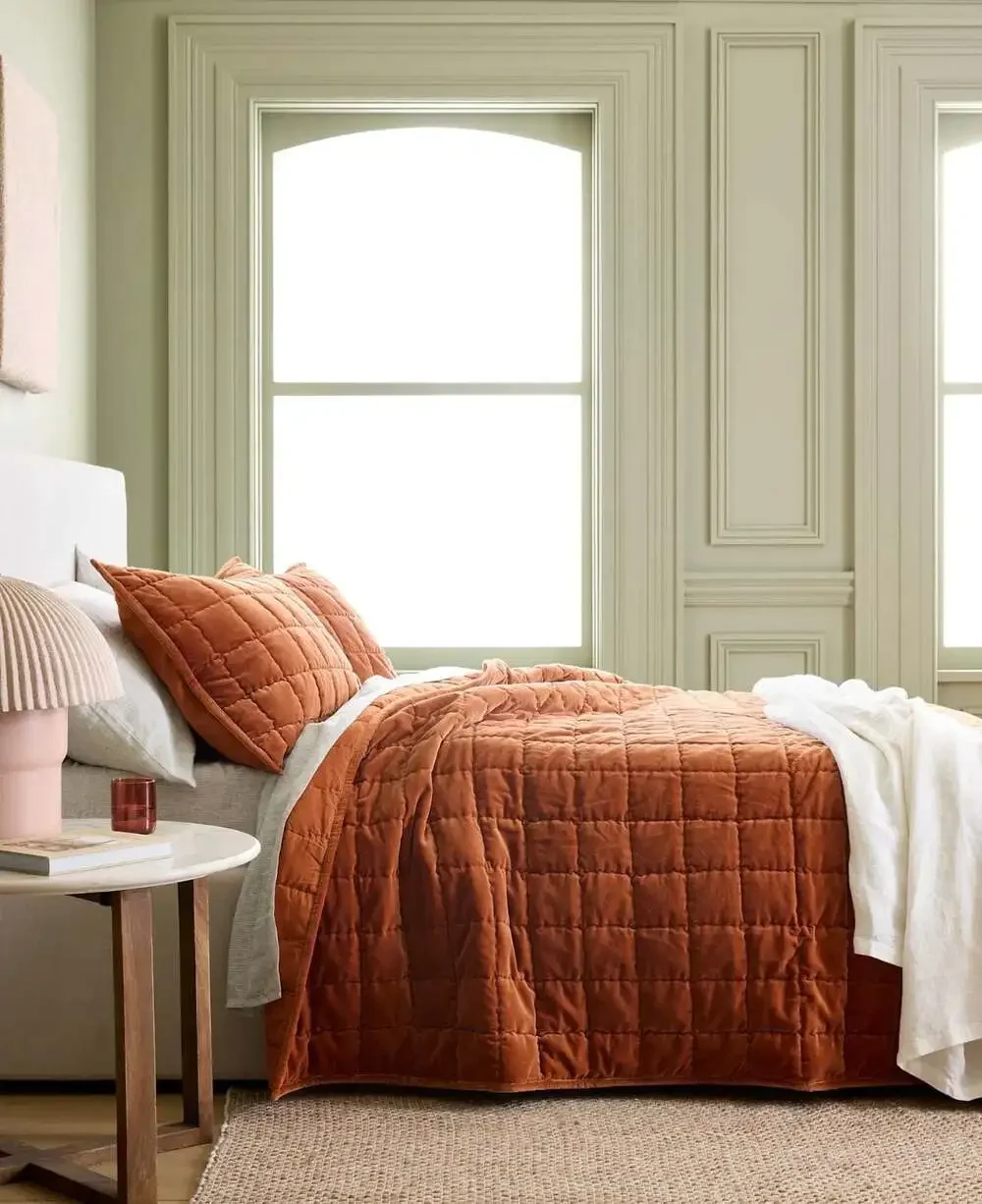 Quince Cotton Velvet Quilt in Terracotta KING / cal. King new no tags fast to sh